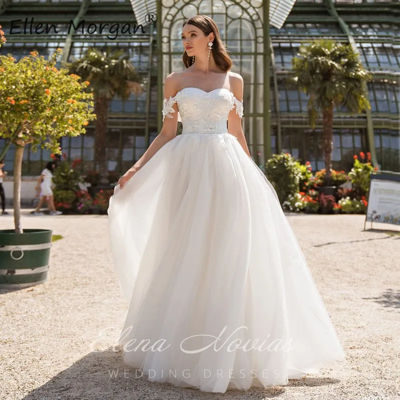 Verano Playa Vestidos De Novia Largos Para Las Mujeres 2020 Bohemia Vestido De Novia Jardin Encaje Linea A Fuera Del Hombro Vestidos De Novia