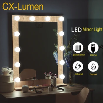 

NEW LED 12V Makeup Mirror Light Bulb Hollywood Vanity Lights Stepless Dimmable Wall Lamp 6 10 14Bulbs Kit for Dressing Table