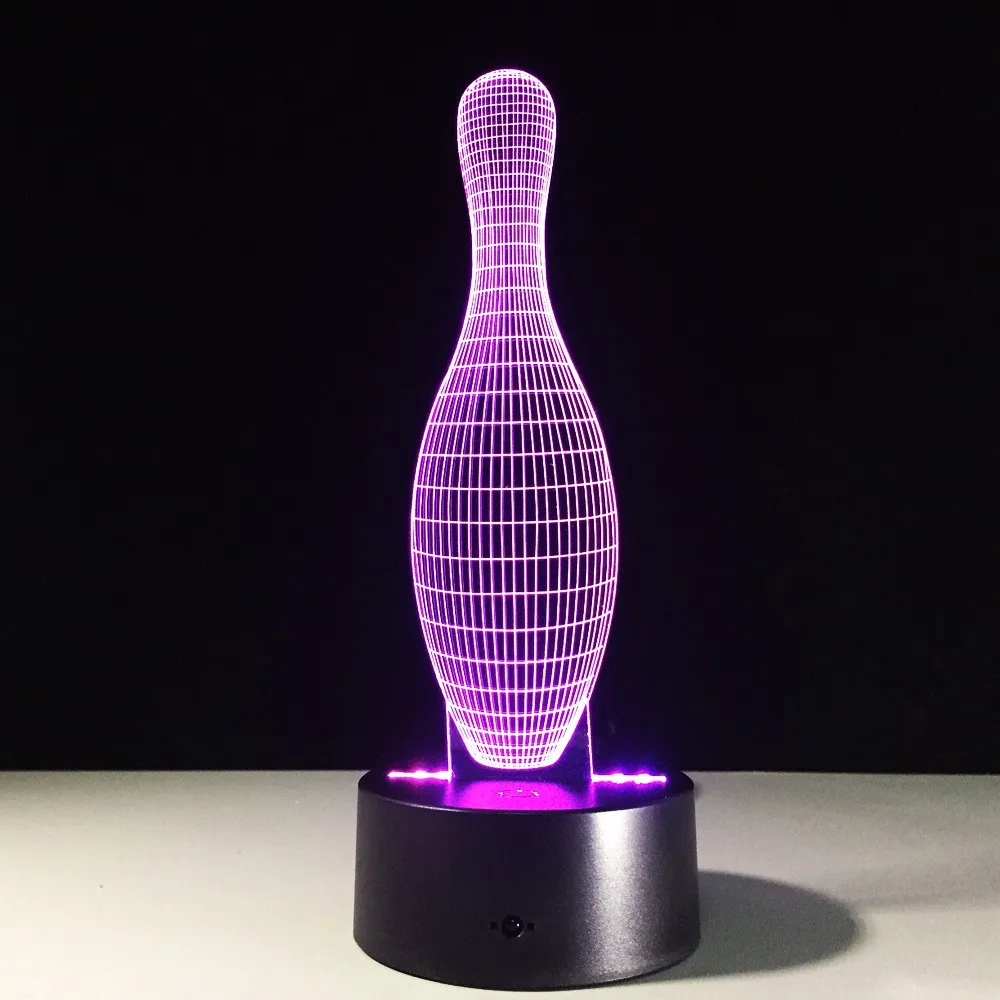 Рождественский 3D светодиодный светильник в форме боулинга с сенсорным управлением, ночник, акриловый цветной градиент, 7 цветов, атмосферный подарок для друзей