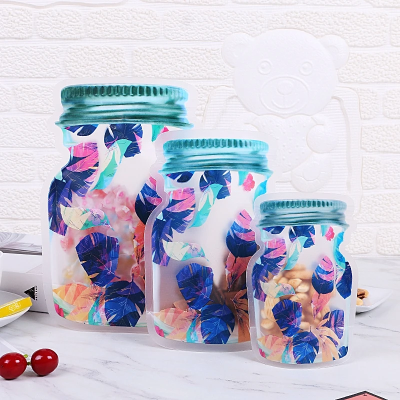 Reusable Mason Jar Design Ziplock Food Storage Bags for Snacks and Kitchen Organization