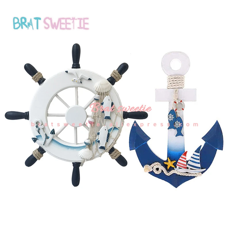 Stunning mediterranean themed decorations Wood Ship Wheel Boat Steering Rudder Anchor Mediterranean Ornament Nautical Theme Birthday Party Decorations Kids Supplies Diy Aliexpress