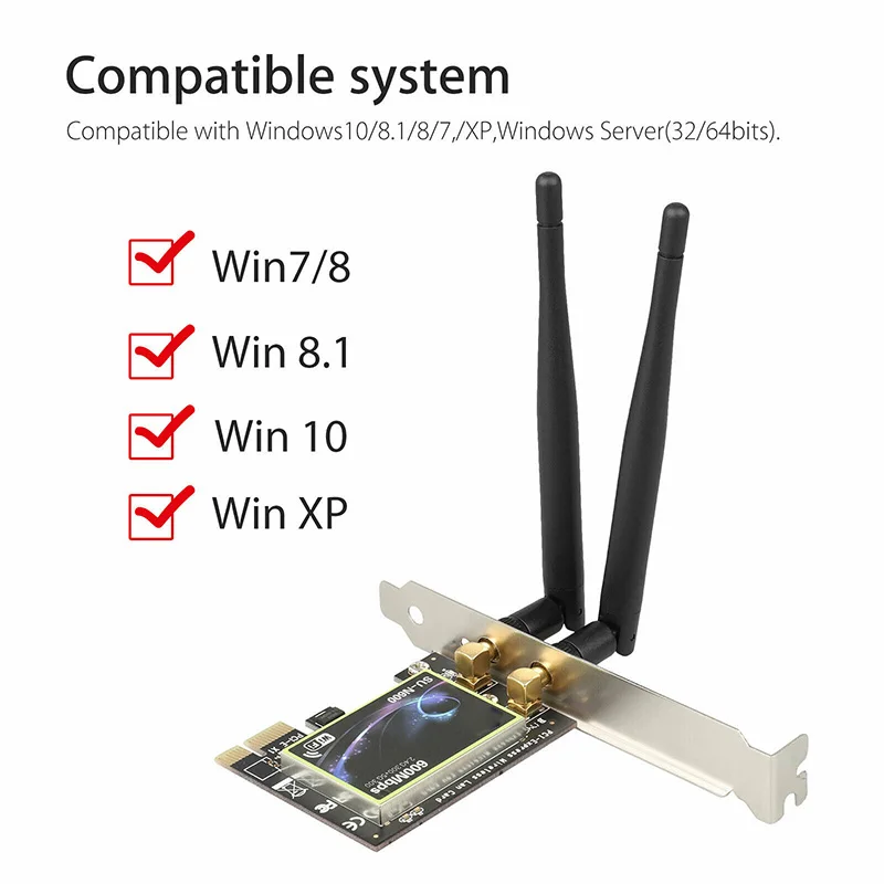 Двухдиапазонный 2,4G/5G PCI-E беспроводная карта Wi-Fi адаптер 600 Мбит/с для настольного компьютера NC99