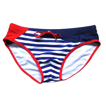

New striped color matching swimsuit Men Beach Sports Swimming Trunks Swimming Trunks With Push Pad Cup Bikini Sexy Fashion