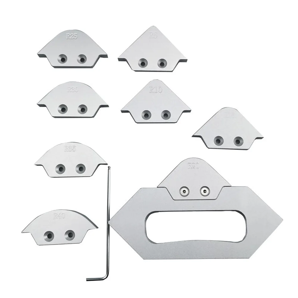 

8pcs Rounded Corners Anti-rust Table Bit Router Set Screws Radius Woodworking Grinding Templates Trimming Tool Chamfer Quick Jig