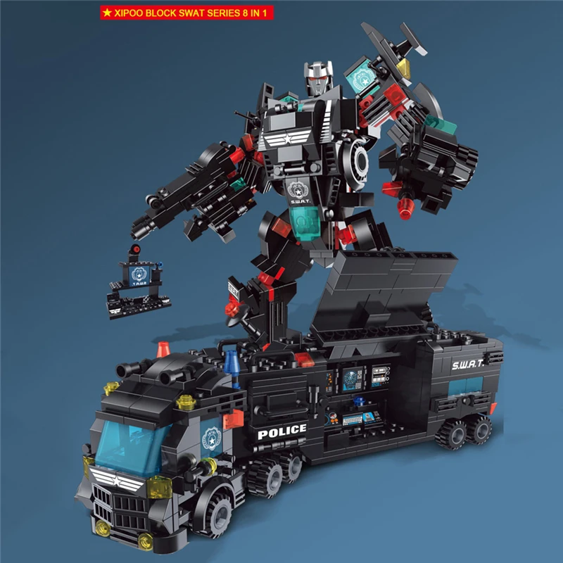 740 + PCS legoINGlys строительные блоки 8 мини фигурок робот городская полиция игрушки для