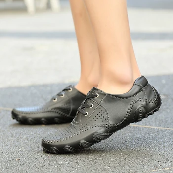 

Soft Genuine Leather Men Casual Shoes Driving Shoes Loafers Handmade Business Breathable Moccasin Oxfords Plus Size 38-47