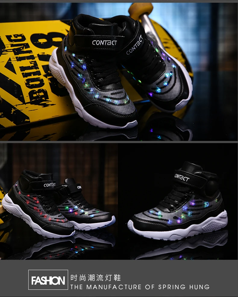 Mudipanda/детская обувь со светодиодной подсветкой; USB зарядка; светильник; кроссовки для мальчиков и девочек; светящаяся модная обувь; удобная повседневная школьная обувь