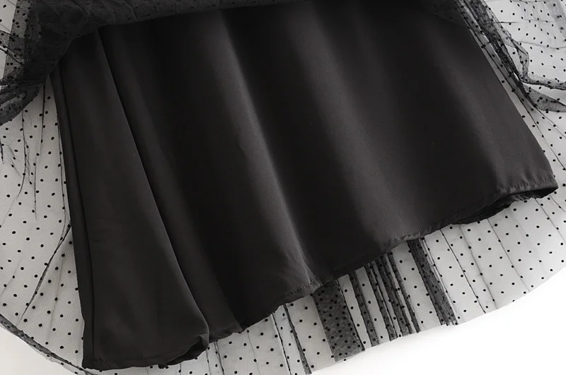 Лето осень женские черные плиссированные юбки в горошек из фатина с высокой талией Миди тонкие шифоновые юбки из сетчатой ткани свободные длинные юбки