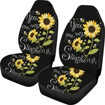 

INSTANTARTS Sunshine Sunflower Design Polyester Fabric Vehicle Seat Covers Universal Fit Car Seat Covers Full Set for Women