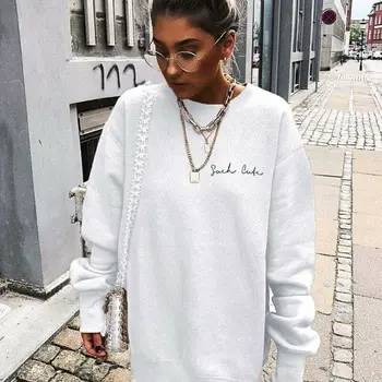 

2020 Women Long Sleeve Casual Pullovers Cotton Printed Hoodie Sweatshirt Ladies Jumper Tops Letter Fashion