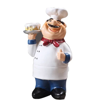 

LIXF Retro Chef Model Ornaments Resin Crafts Mini Chef Figurines Home Kitchen Restaurant Bar Coffee Decor-C