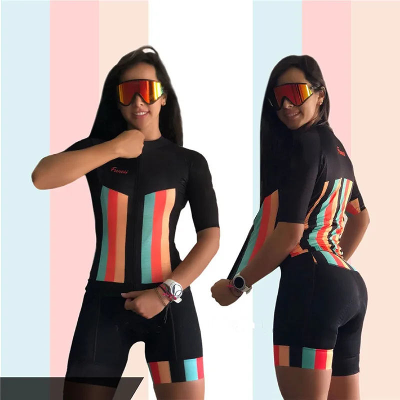 Pro Team триатлон костюм женский короткий рукав Велоспорт Джерси Skinsuit комбинезон Майо Велоспорт Ropa ciclismo набор гель 048