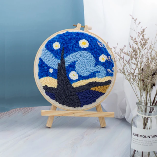 Faraway Cross Stitch Kits The Starry Night of Van Gogh DIY Handmade Needlework Set Cross-Stitching Accurate Stamped Patterns Embroidery Frameless Beginners Kids
