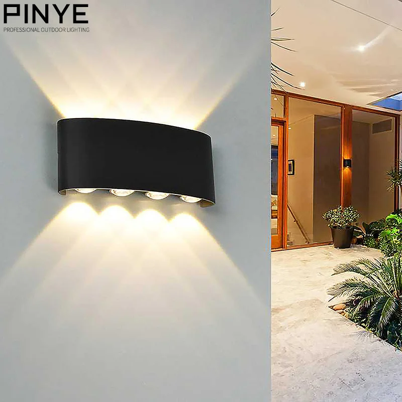 warm light PINY современный 8 Вт Крытый светодиодный настенный светильник скандинавский Открытый водонепроницаемый IP65 вверх вниз бра гостиная крыльцо сад настенные светильники - Испускаемый цвет: warm light