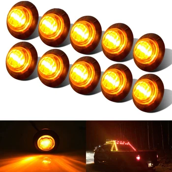 

Lot Of 10pcs 12V 3/4” Small Round Amber LED Truck Side Marker Lights Button Lamp