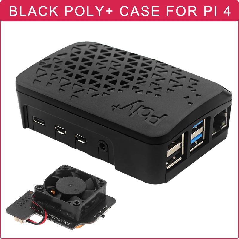 

Argon POLY+ Vented Case for Raspberry Pi 4 PWM +Mini Fan Built-in Copper Radiator Black Shell ABS Box for Raspberry Pi 4 Model B