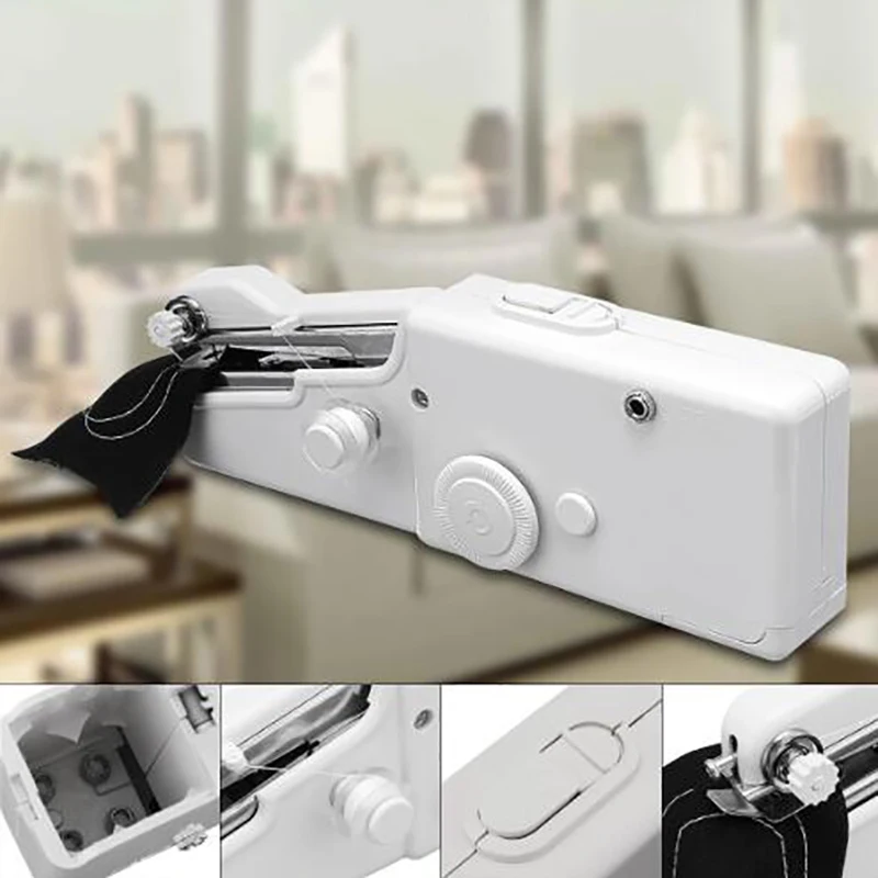 Portable Mini Hand Sewing Machine Household Cordless Electric Stitch Needlework Set for Quick Repairs DIY Clothes Stitchin