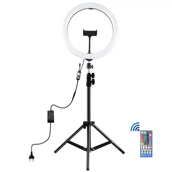 

12" Dimmable LED Selfie Ring Light with Tripod USB Selfie Ring Lamp Photography Lighting with Stand for Cell Phone Studio Video