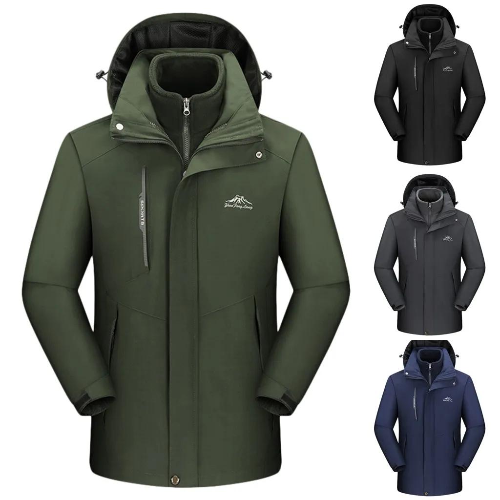Men Waterproof Hoodie Jacket Detachable Breathable Sport Two-piece Set Outdoor Coat XL-5XL Plus Size chaqueta hombre winter