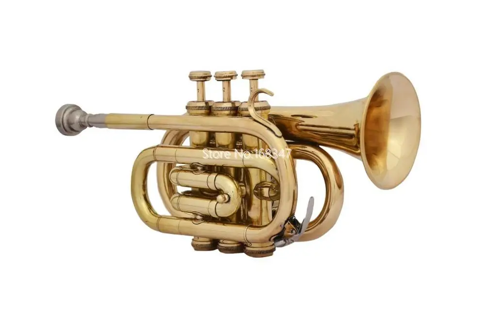 Mini Bb Pocket Trumpet Brass Material Professional Musical instrument With Mouthpiece Gloves Carrying Case