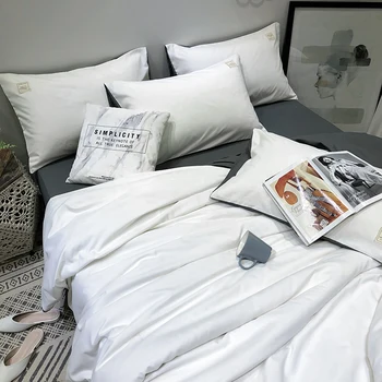 

White Denim Single Double Bed Sheet Quilt Cover Three-Piece Quilt Two-Piece Set