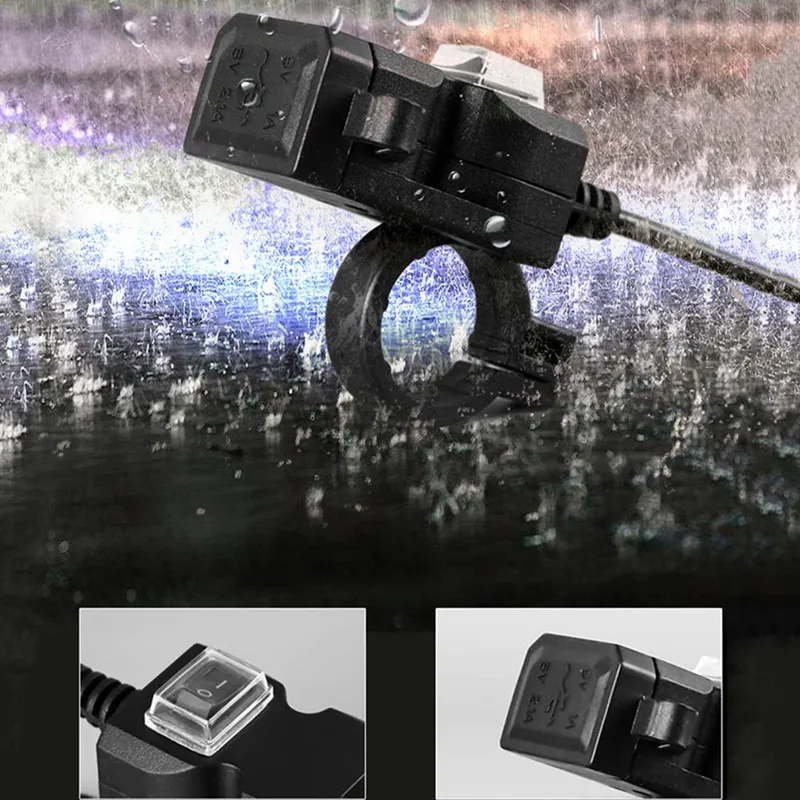 Водонепроницаемый двойной USB Мотоцикл Зарядное устройство розетка переключатель и крепления комплект