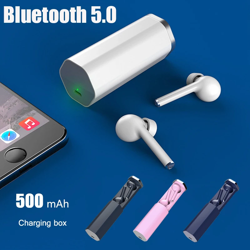 

Wireless Bluetooth 5.0 Headphone HIFI Stereo Bass Noise Cancelling Headset Dual Microphone with Charging Box Sports Earphone