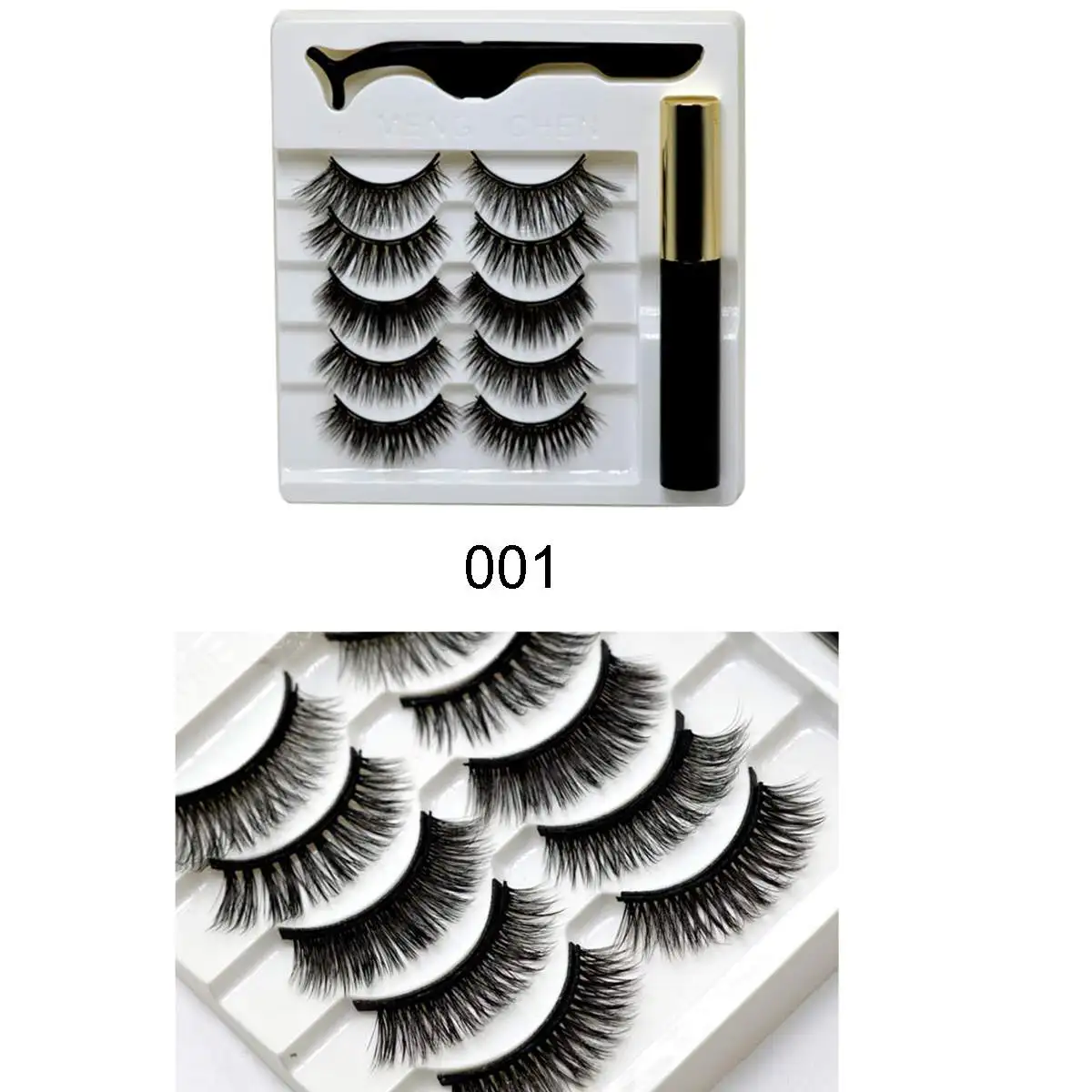Waterproof and Durable Magnetic Liquid Eyeliner False Eyelashes 5 Pairs Of Hairpins Eyelash Extension Makeup Beauty Set