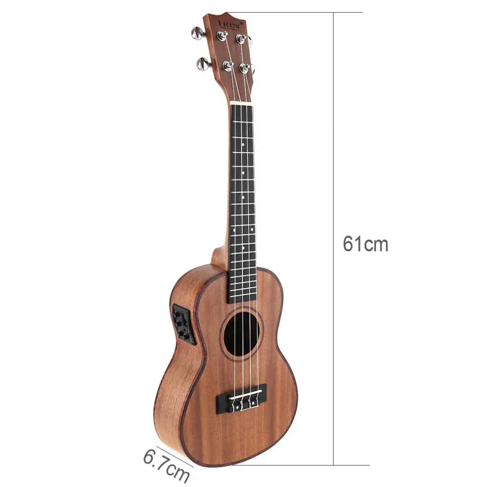 24 дюйма электроакустическая гитара укулеле край 18 Лада четыре струны Гавайская Гитара Встроенный эквалайзер Пикап+ сумка+ капо+ ремень+ строка+ ткань