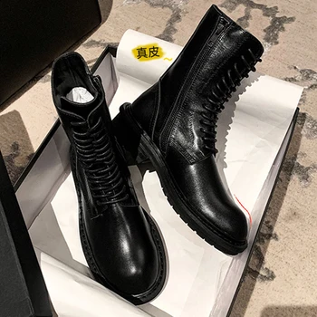 

Black classic Martin boots female British style comfort knight 14-hole leather middle tube side zipper short boots 2020 new