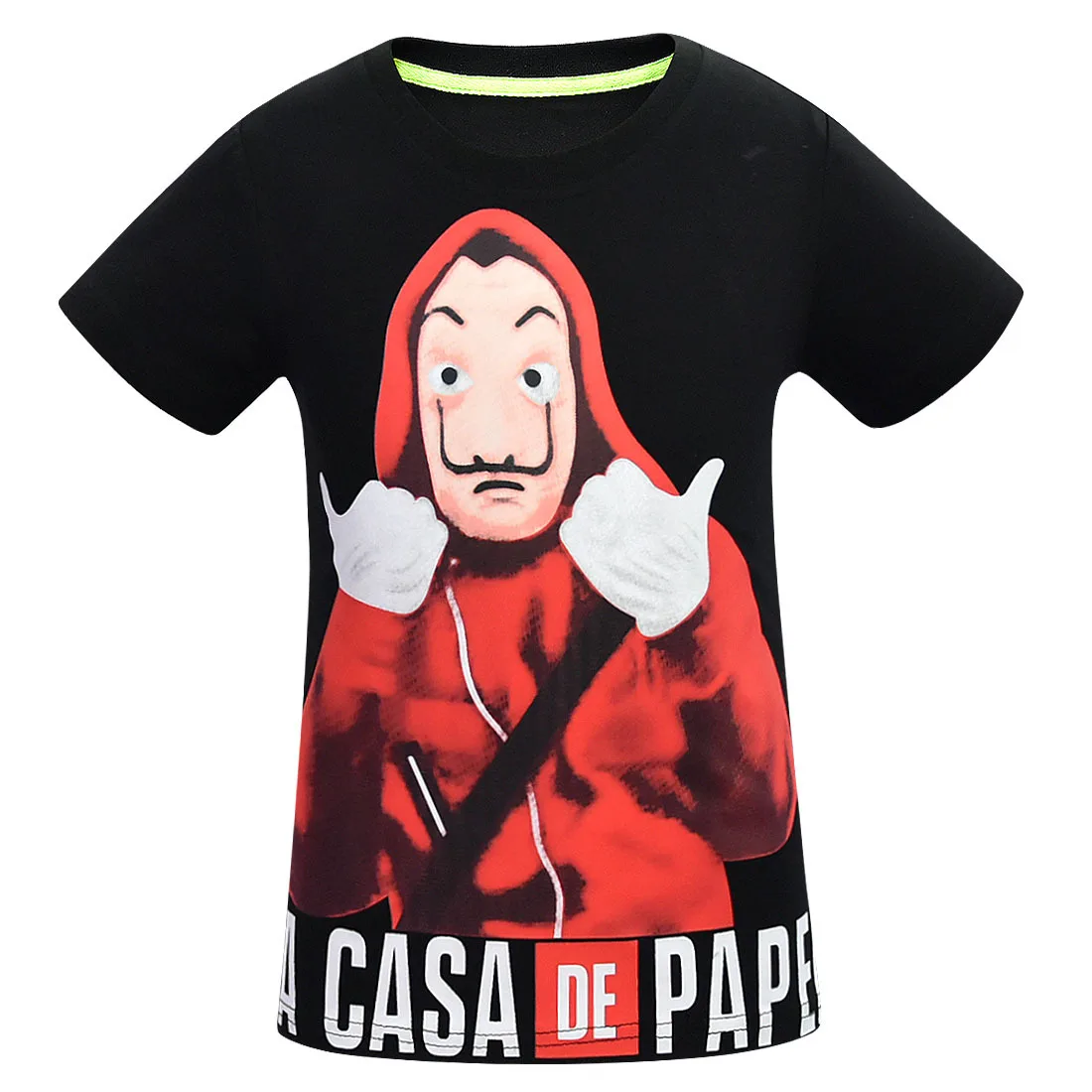 La Casa De Papel/футболка Футболки с героями мультфильмов «Money Heist» забавная футболка с короткими рукавами для мальчиков «House Of paper» футболка для девочек - Цвет: 3578black