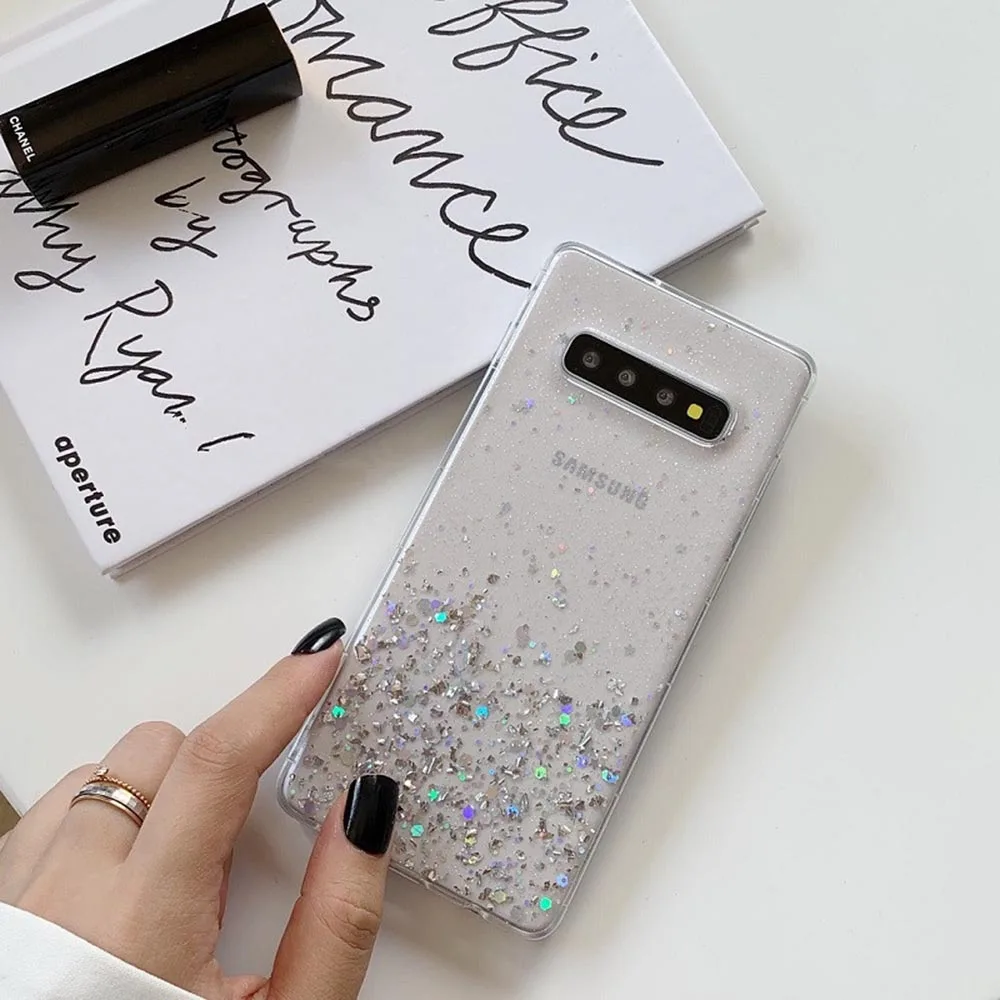 Чехлы для телефонов LOVECOM с блестящими блестками для samsung Galaxy S10 S9 S8 Plus Note 9 Note 8, мягкий эпоксидный Прозрачный Роскошный чехол для телефона