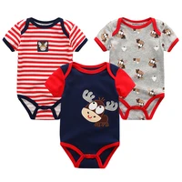 Baby Boy Jumpsuits 3 Pieces Newborn Clothes Set Toddler Girl Bodysuit Kiddiezoom Clothing 100%Cotton Soft Infant Rompers 0-12M 4