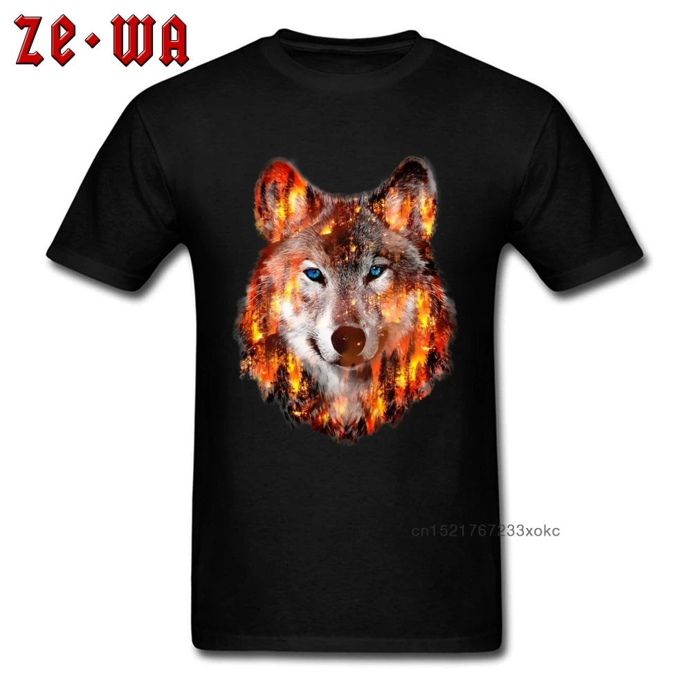 Мужская футболка с 3D принтом футболки изображением волка из горного огня Rife