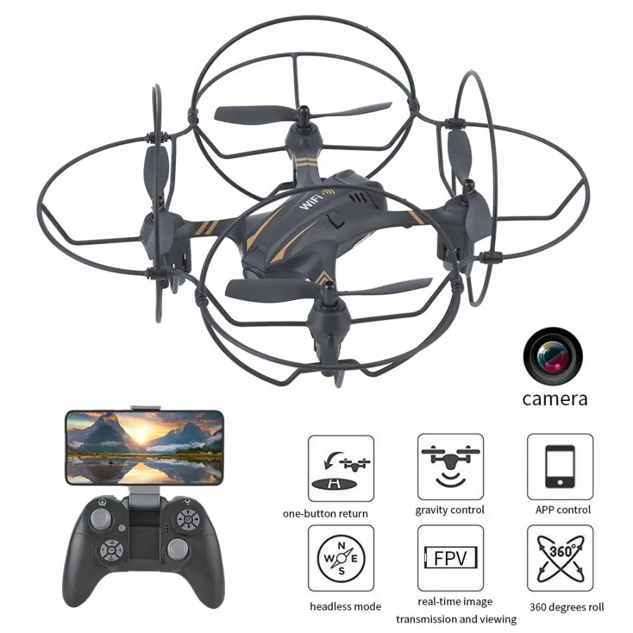 Игрушка-Дрон на дистанционном управлении четырехосная мини 480P HD камера WiFi FPV высота удержания Квадрокоптер с автономным режимом Радиоуправляемый Дрон