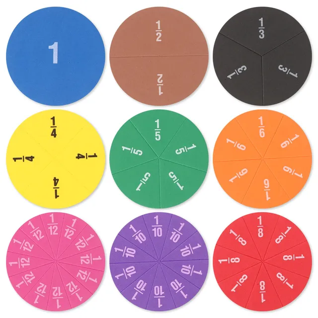 9Set EVA Round Shaped Fractions Instrument Montessori Math Educational Toys Math Learning Tool Student Teaching Gifts 3