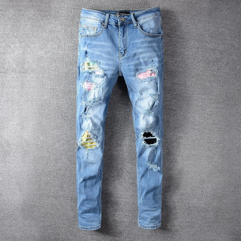 pink ripped jeans mens