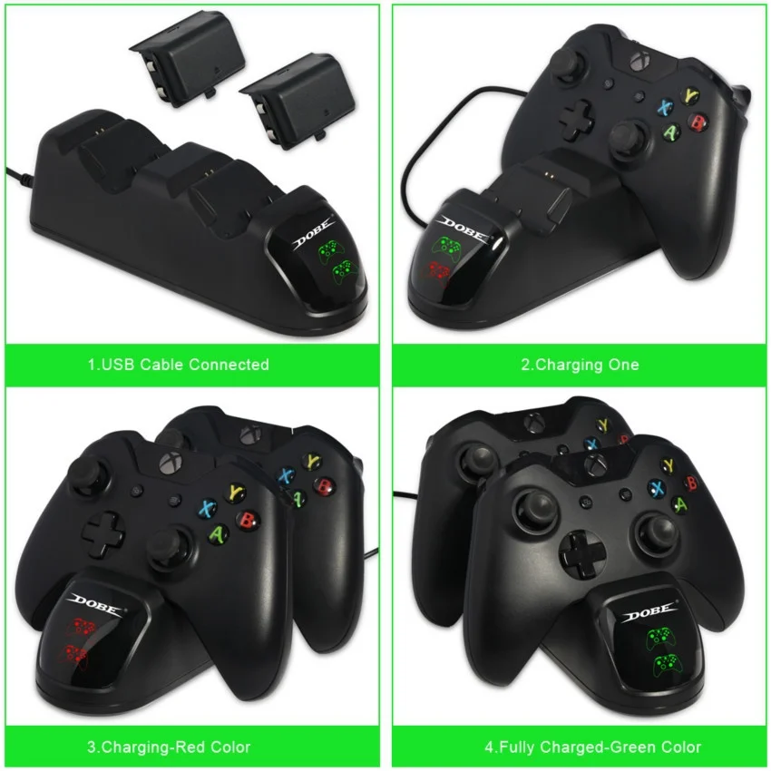 Контроллер зарядное устройство для Xbox One/Xbox OneS/Xbox OneX двойной геймпад зарядная станция Док-станция с 2 аккумуляторными батареями
