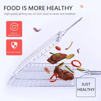 

BBQ Wire Mesh Grill Net Barbecue Grilled Fish Clip Meshes Racks Grid Round Stainless Steel Appliance Rack Small Square Wire Mesh