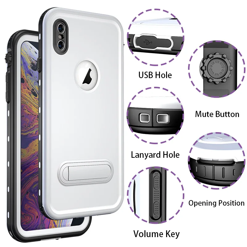 Ударопрочный подводный чехол для iPhone XR X XS Max, чехол для спорта на открытом воздухе, IP68, водонепроницаемый пылезащитный чехол для дайвинга для iPhone XS Max