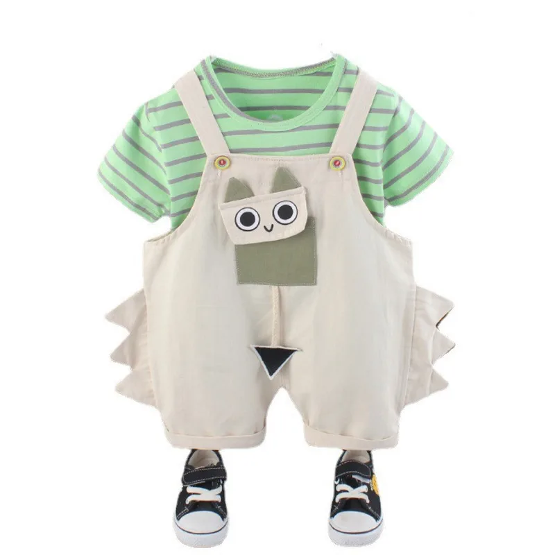 

Summer Baby Boys Cartoon Clothes Children Girls T Shirt Shorts 2Pcs/sets Kids Infant Striped Clothing Toddler Fashion Sportswear