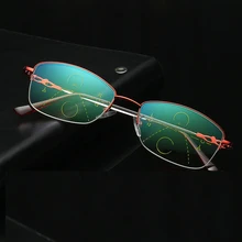 Металлическая оправа, очки для чтения, женские прогрессивные бифокальные очки, сплав, анти-синий светильник, очки для дальнозоркости, диоптрий+ 4,0