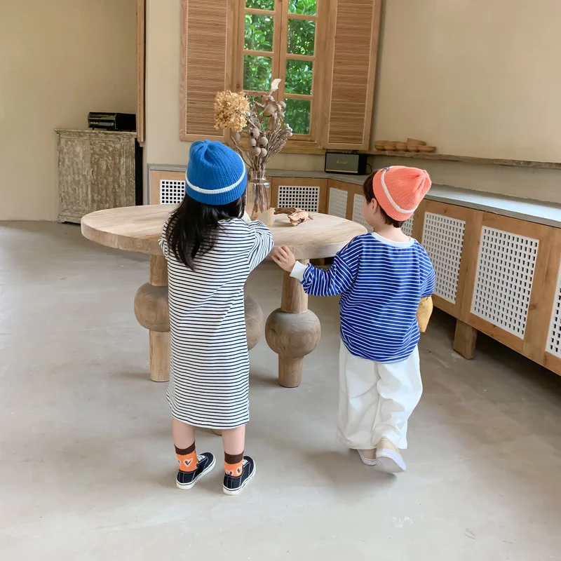 Striped Kids Hoodies Brother Sister Sweatshirts