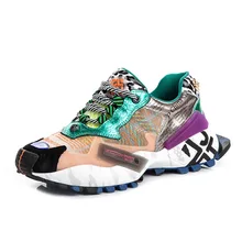 Кожаная сетчатая дышащая обувь с толстой подошвой; обувь на рифленой подошве; обувь с леопардовым принтом; цветные спортивные тонкие туфли для отдыха; Женская рабочая обувь