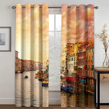 

Venice Water Scenery Printing Curtain Living Room Bedroom Curtain Home Decoration Adult Bedroom Necessary Curtain