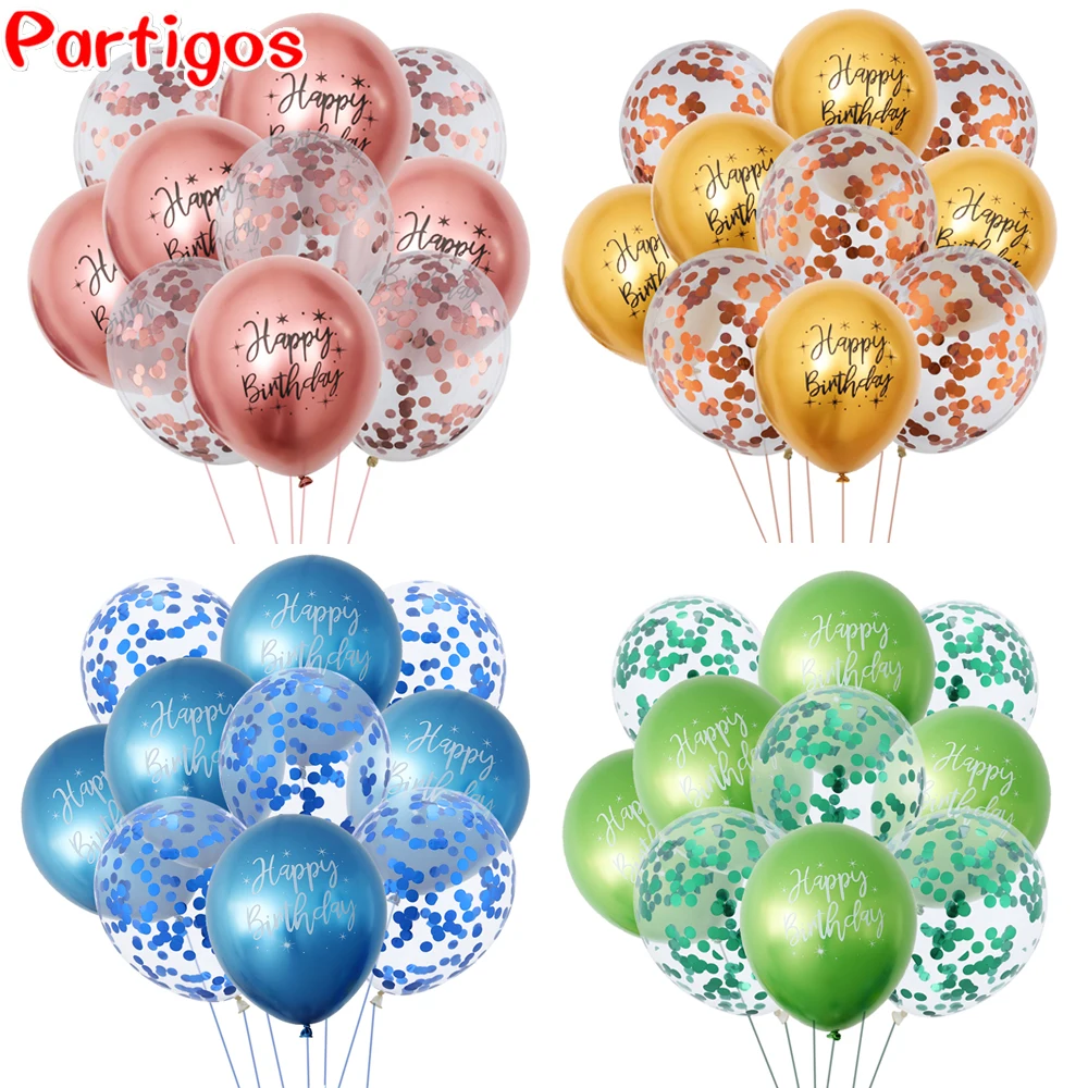 

10pcs 12inch Mixed rose gold Confetti Balloons Birthday Party Decor Kid Adult Metallic Balloon Wedding Birthday Balloon Decor