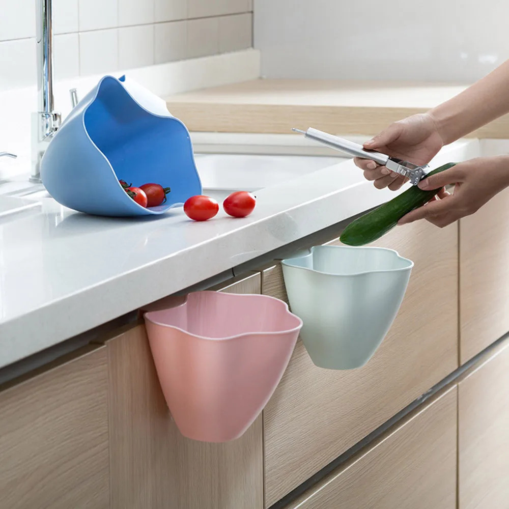 

1PC Kitchen Rubbish Bin Desktop Mini Plastic Trash Can Home Kitchen Cabinet Door Hanging Trash Garbage Bin Can Rubbish Container