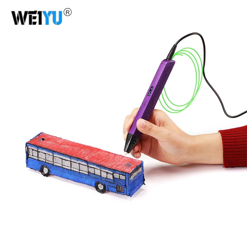Weiyu Аутентичные RP800A 3D Ручка 3d печать pen-3d 1,75 мм pla нити рождественские подарки+ живопись картина+ 5 В 2A usb адаптер - Цвет: Purple