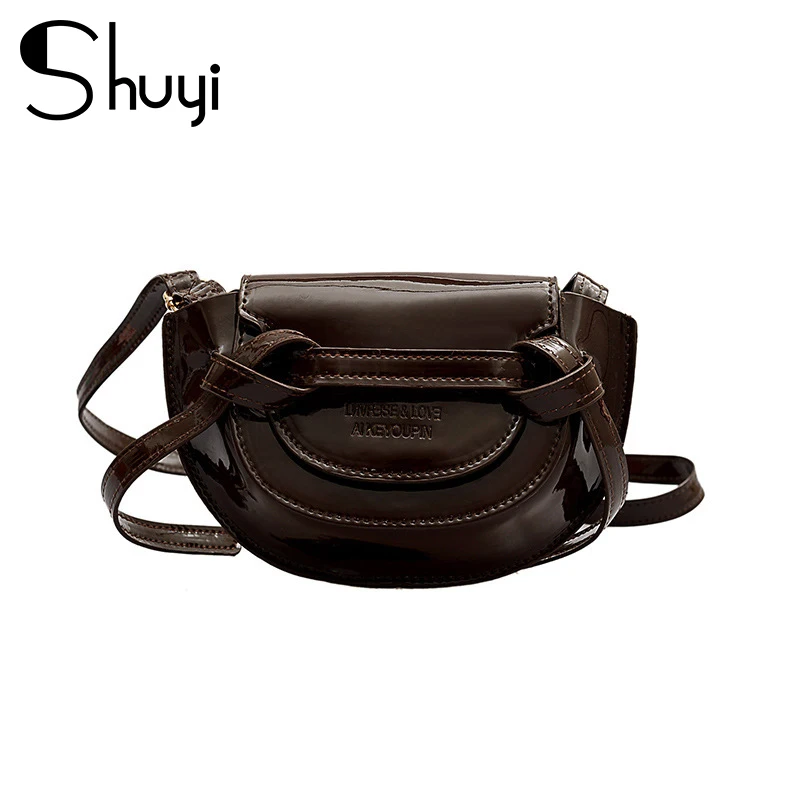 

Women bags ladies casual Messenger Bags Belt Crossbody Bright leather material PU Leather Shoulder Bag Luxury Female Handbags