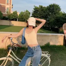 

2021 Summer Womens Kintted Skinny Camis New Fashion Sexy V-neck Backless Tops Sleeveless Solid Color Cropped Ladies Camisole